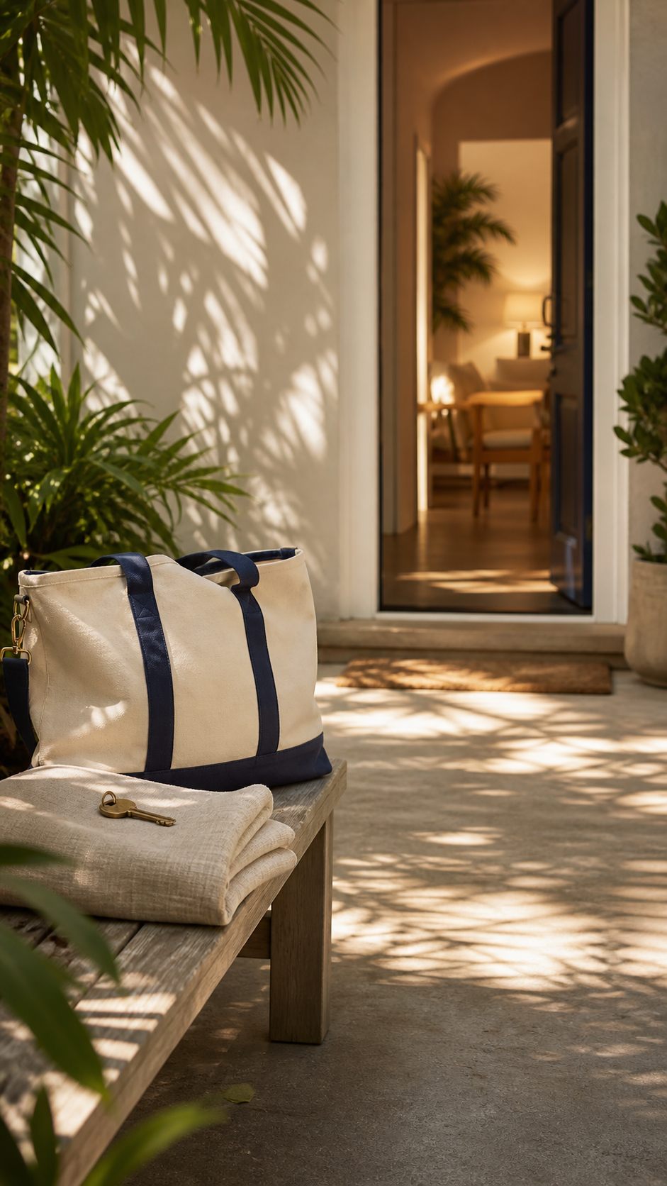 Editorial concept of warm light and considered details in a furnished stay